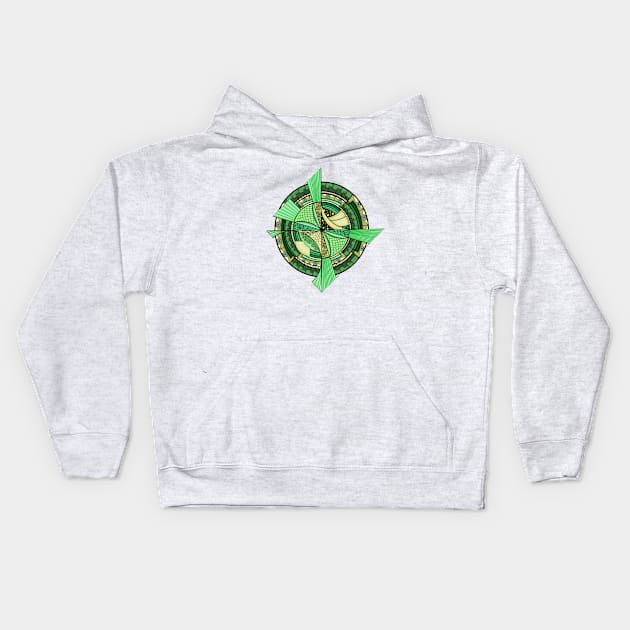 Green abstraction. Geometric fantasy Kids Hoodie by KateQR